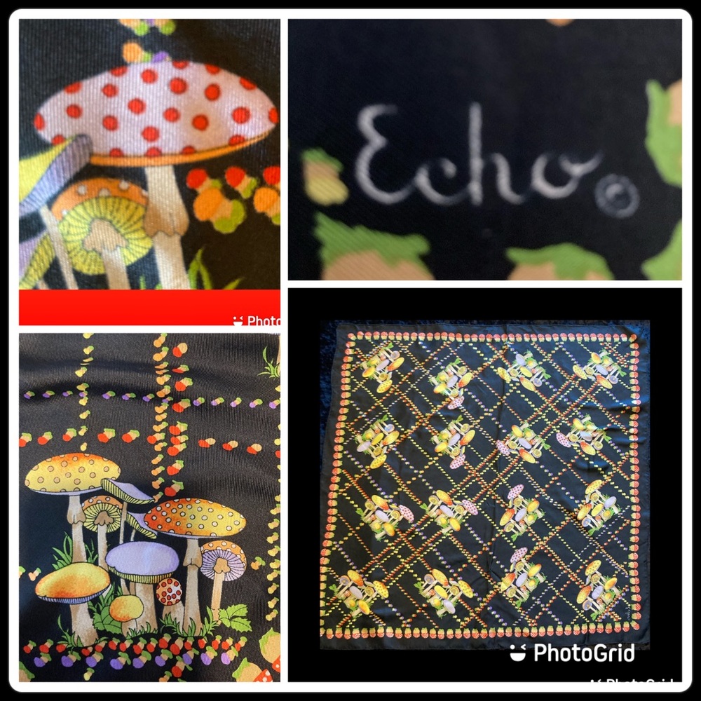 🐚Vintage Silk Echo 70s Mushroom Scarf🍄🍄🍄